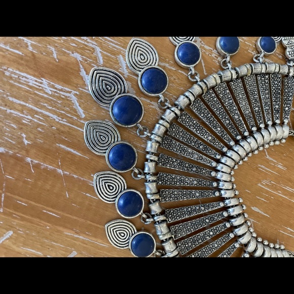 Lucky Brand Silver Necklace with Blue Gems - Picture 3 of 4